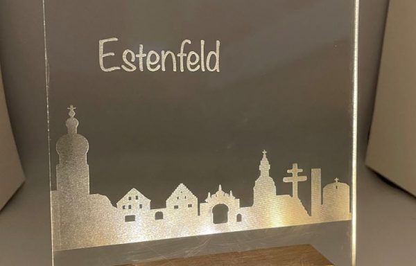 Acryl LED Lampe mit Holzfuss